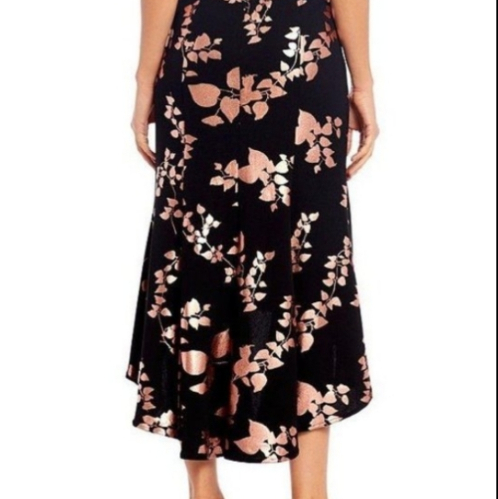 Badgley Mischka Black Dress with Rose Gold Floral Print - Picture 4 of 10